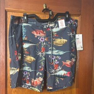 SAXX Men's Fish Print Swim Shorts